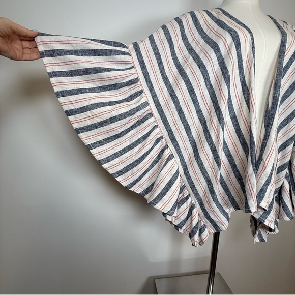 Laurie Felt Linen Blend Open Front Cardigan Flutter Sleeve Women’s Size M/L - Picture 5 of 10